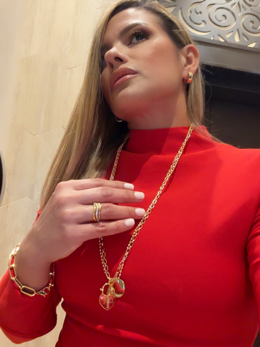 Gold Double Coin Pendant Long Necklace - Women Jewelry